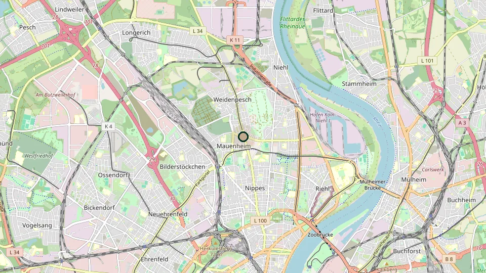 Karte von Köln-Weidenpesch