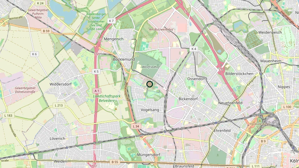 Karte von Köln-Vogelsang