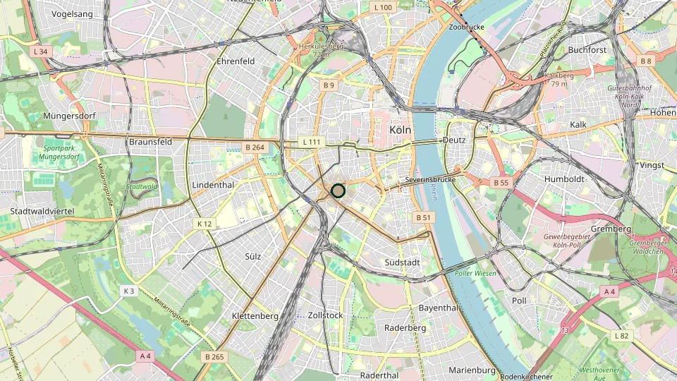 Karte von Köln-Neustadt-Süd